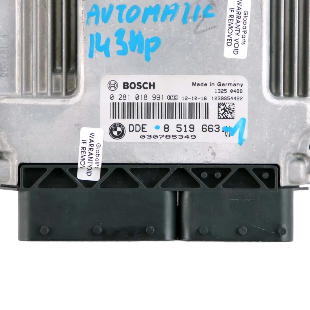 Mini Cooper SD R56 LCI N47N 143HP Diesel Moteur ECU Kit DDE CAS 3 Clé - SKU 8519663-1 - Numéro de pièce 8519663