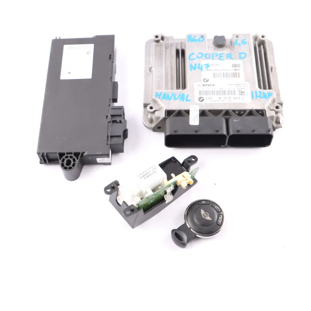 N47 112HP Engine ECU Kit DDE CAS 3 Key Lock to Mini Cooper D R55 R56 R60 with Part number 8519663 Mini Cooper D R55 R56 R60 N47 112HP Engine ECU Kit DDE CAS 3 Key Lock - SKU 8519663-22 - Part number 8519663