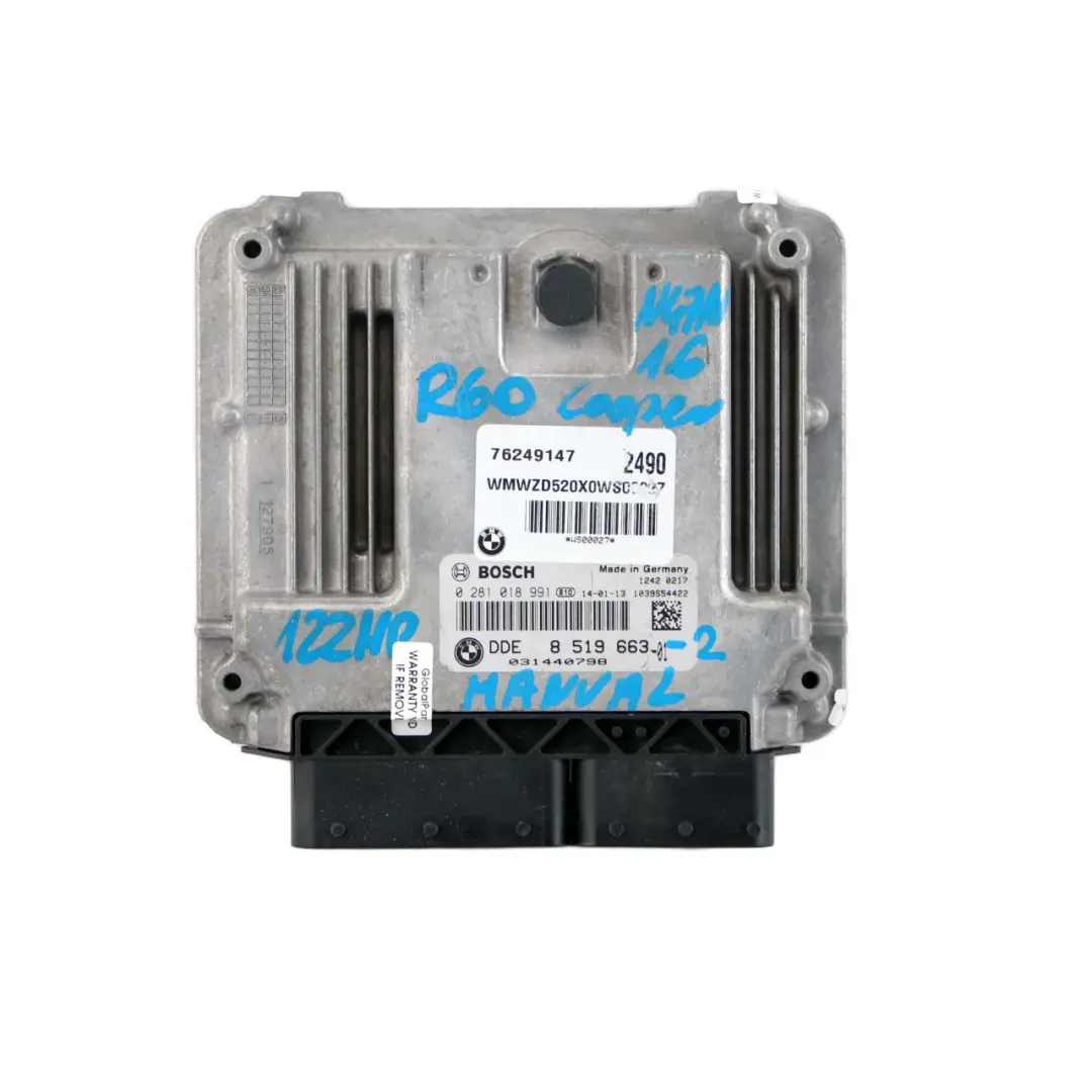 N47N 122HP Diesel Engine ECU Kit DDE CAS 3 Key Mini Cooper R56 LCI R60 - SKU 8519663-2 - Part number 8519663