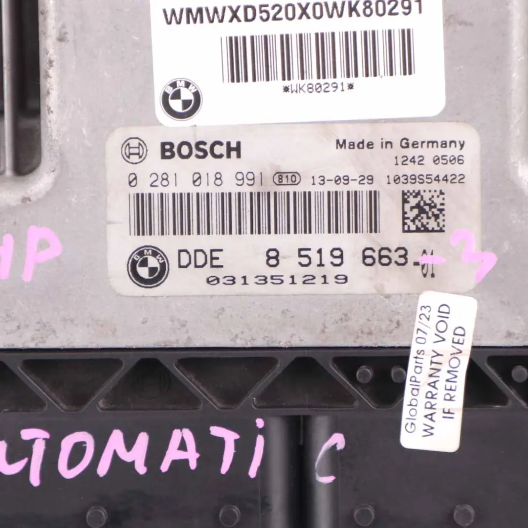 Mini Cooper D R55 R56 LCI R60 N47N 112HP Moteur ECU Kit DDE CAS 3 Clé - SKU 8519663-3 - Numéro de pièce 8519663