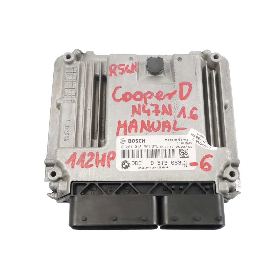 Mini Cooper D R55 R56 LCI N47N Stuergeraet ECU Kit Dde CAS3 Chiave - SKU 8519663-6 - Numero di parte 8519663