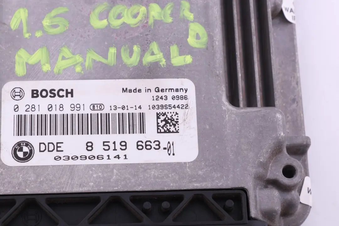 BMW Mini Cooper R55 R56 LCI N47N 1.6 Diesel Engine ECU Kit DDE CAS 3 Key - SKU 8519663 - Part number 7615981