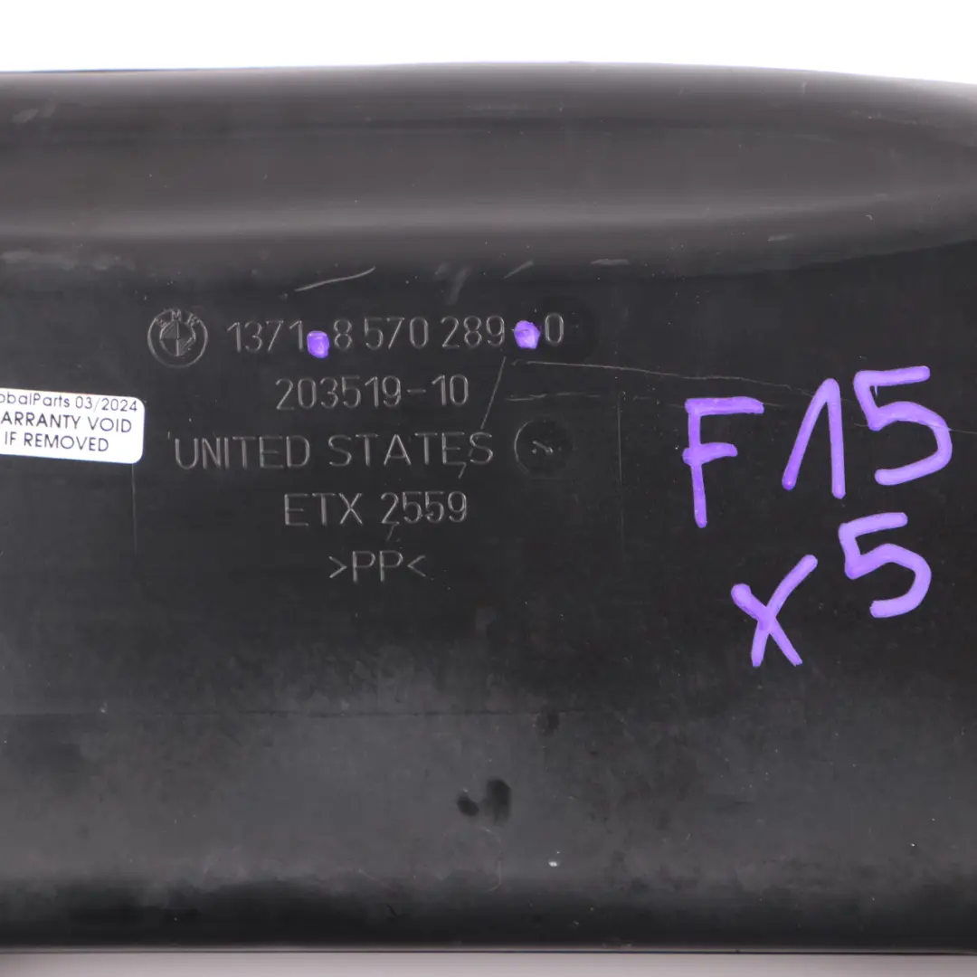 Intake Duct BMW X5 F15 X6 F16 Diesel Engine Filter Tube Channel to Air with Part number 8570289 Air Intake Duct BMW X5 F15 X6 F16 Diesel Engine Filter Tube Channel - SKU 8570289 - Part number 8570289