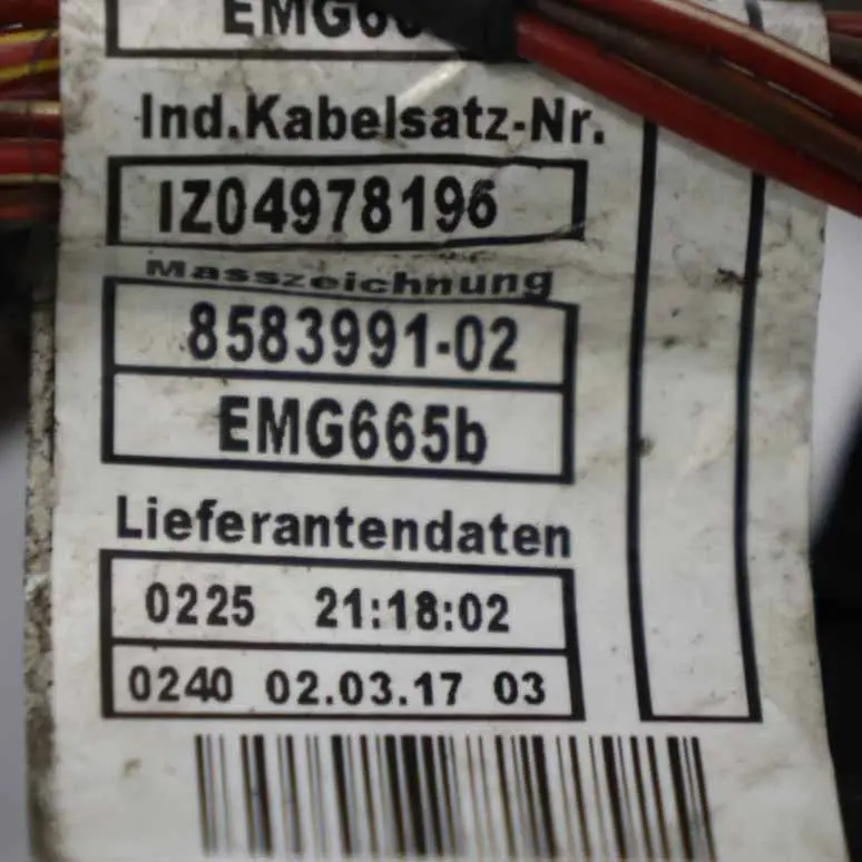 Verkabelung BMW F25 F26 2.0dX B47 Loom Modul Kabelbaum automatisch für Motor mit Teilenummer 8570442 Motor Verkabelung BMW F25 F26 2.0dX B47 Loom Modul Kabelbaum automatisch - SKU 8570442 - Teilenummer 8570442