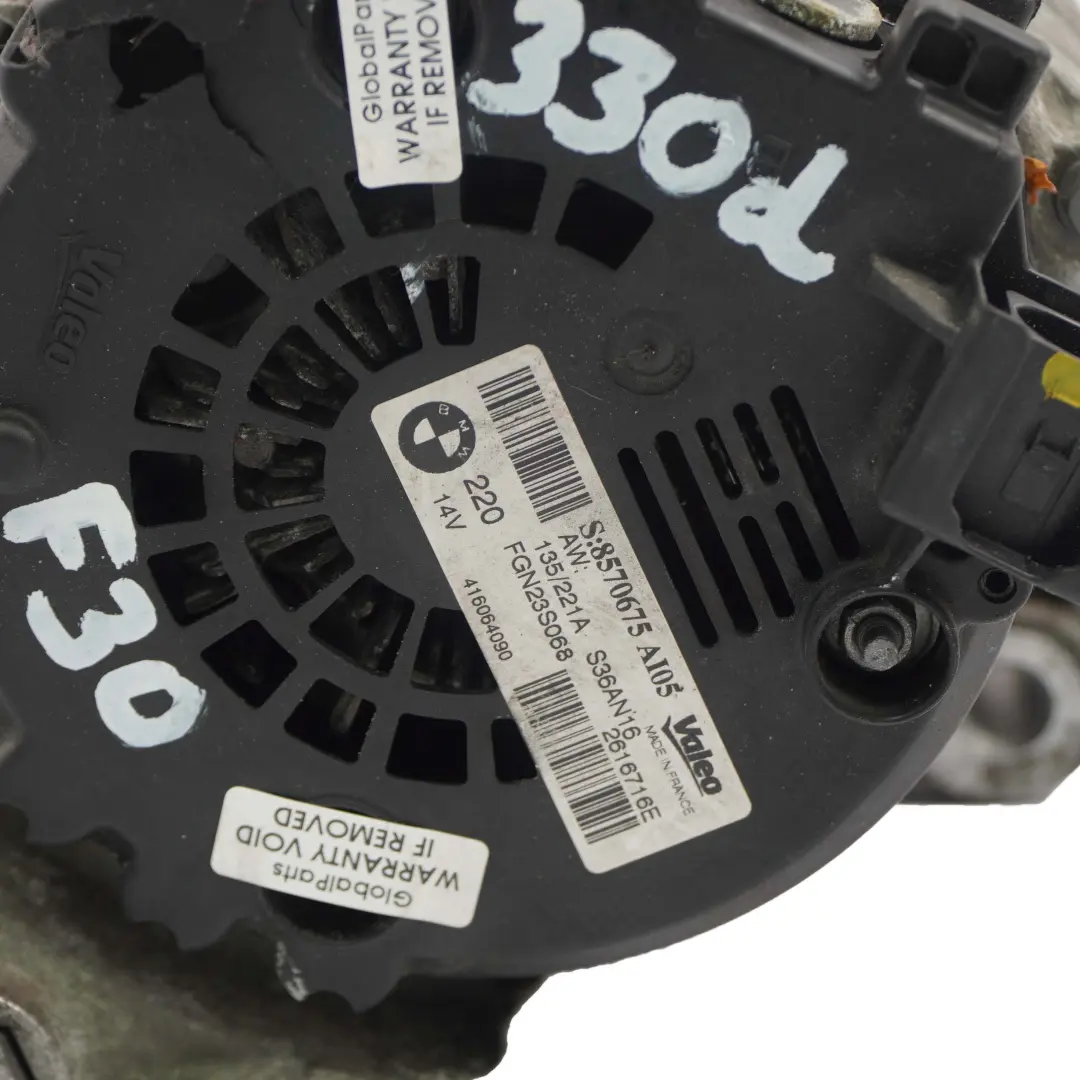 N57N N57Z Diesel Engine Alternator Generator 230A Valeo 8570675 BMW F30 F32 LCI - SKU 8570676 - Part number 8570676