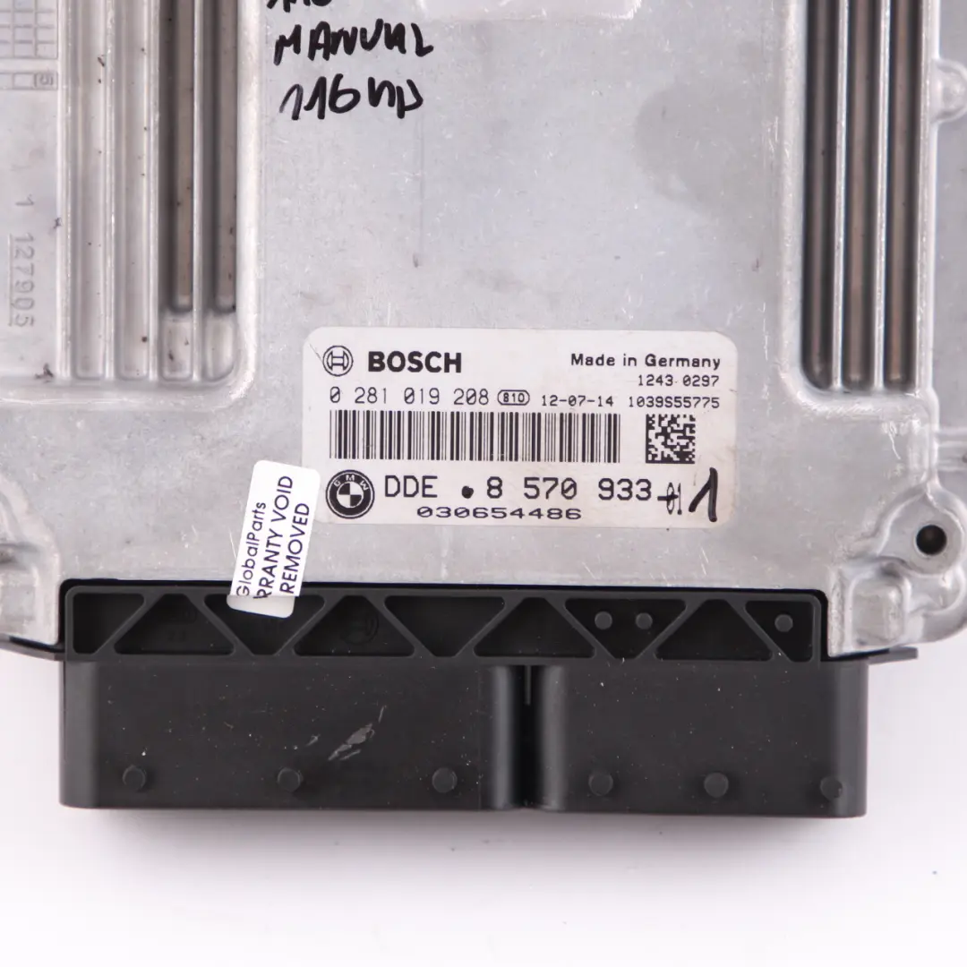 BMW F20 F21 F30 116d 316d Diesel N47N Engine ECU DDE Key Lock FEM Manual - SKU 8570933-1 - Part number 8570933