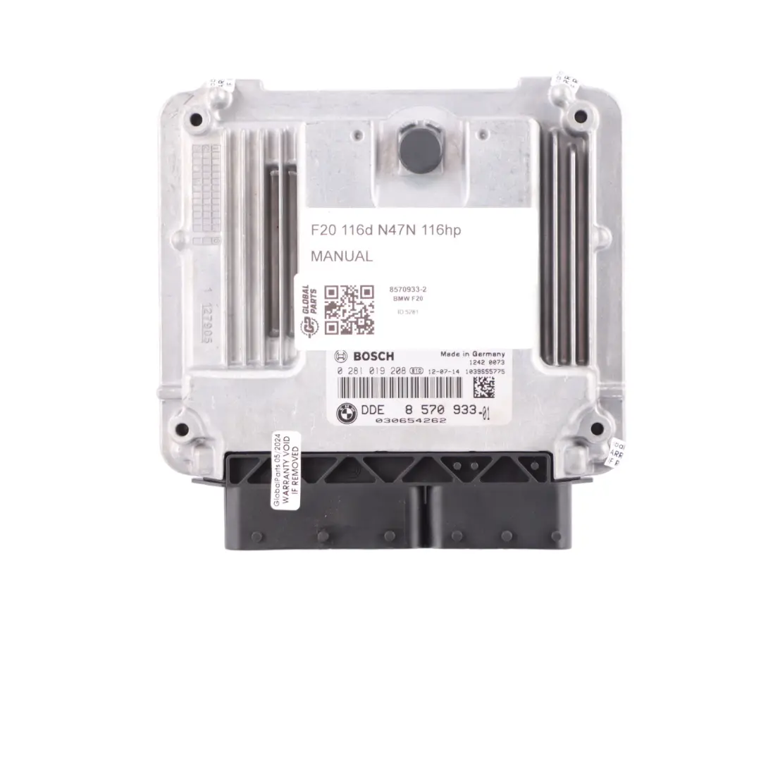 BMW F20 F21 116d N47N 116HP Engine ECU Kit DDE Key Lock FEM Manual - SKU 8570933-2 - Part number 8570933