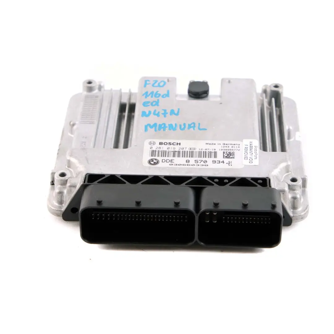 BMW F20 F21 116d ed Diesel N47N 116HP ECU Motorsteuergerät DDE Handbuch - SKU 8570934 - Teilenummer 8570934