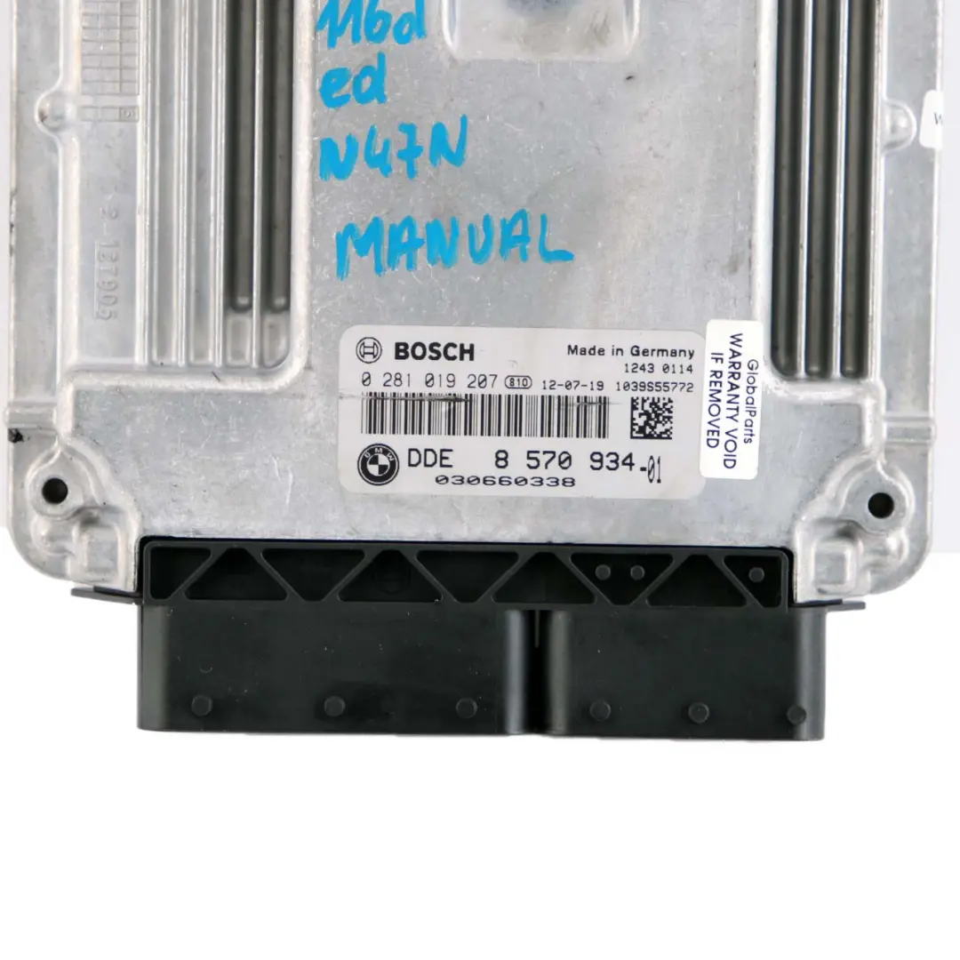 BMW F20 F21 116d ed Diesel N47N 116HP ECU Motorsteuergerät DDE Handbuch - SKU 8570934 - Teilenummer 8570934
