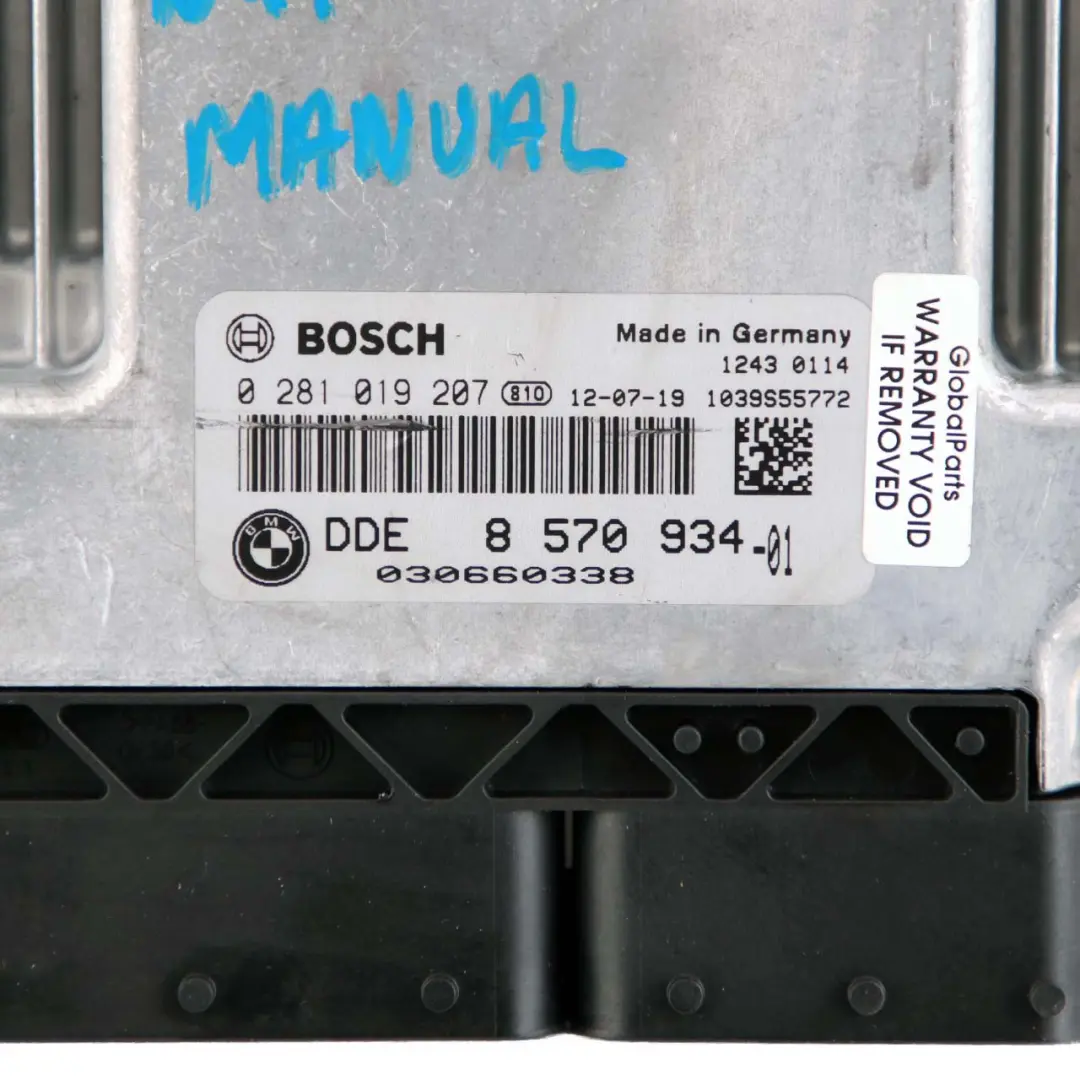 BMW F20 F21 116d Diesel N47N 116HP ECU Unidad Control Motor DDE Manual - SKU 8570934 - Número de pieza 8570934