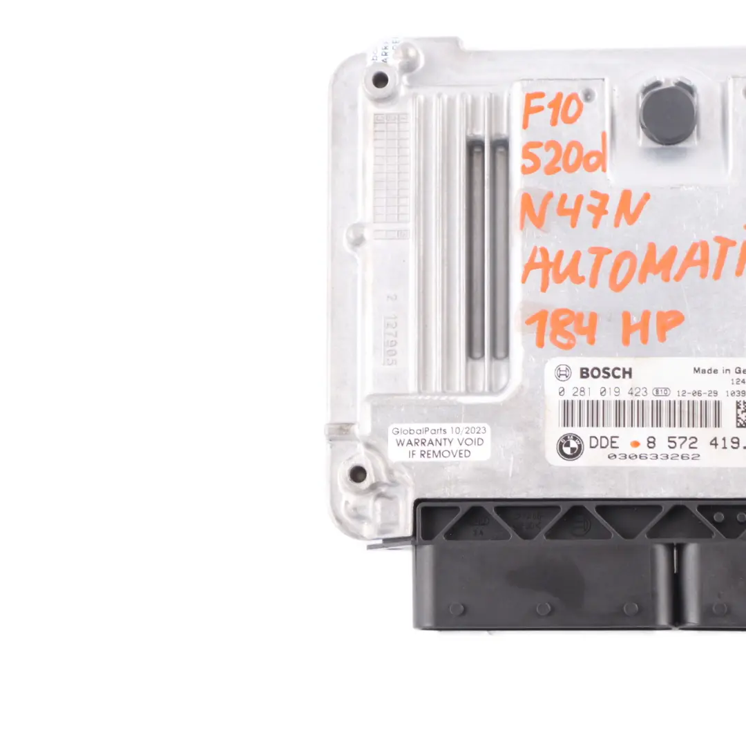 N47N Engine Control Unit DDE Automatic to BMW F10 F20 F30 120d 320d 520d with Part number 8572419 BMW F10 F20 F30 120d 320d 520d N47N Engine Control Unit DDE Automatic - SKU 8572419-1 - Part number 8572419