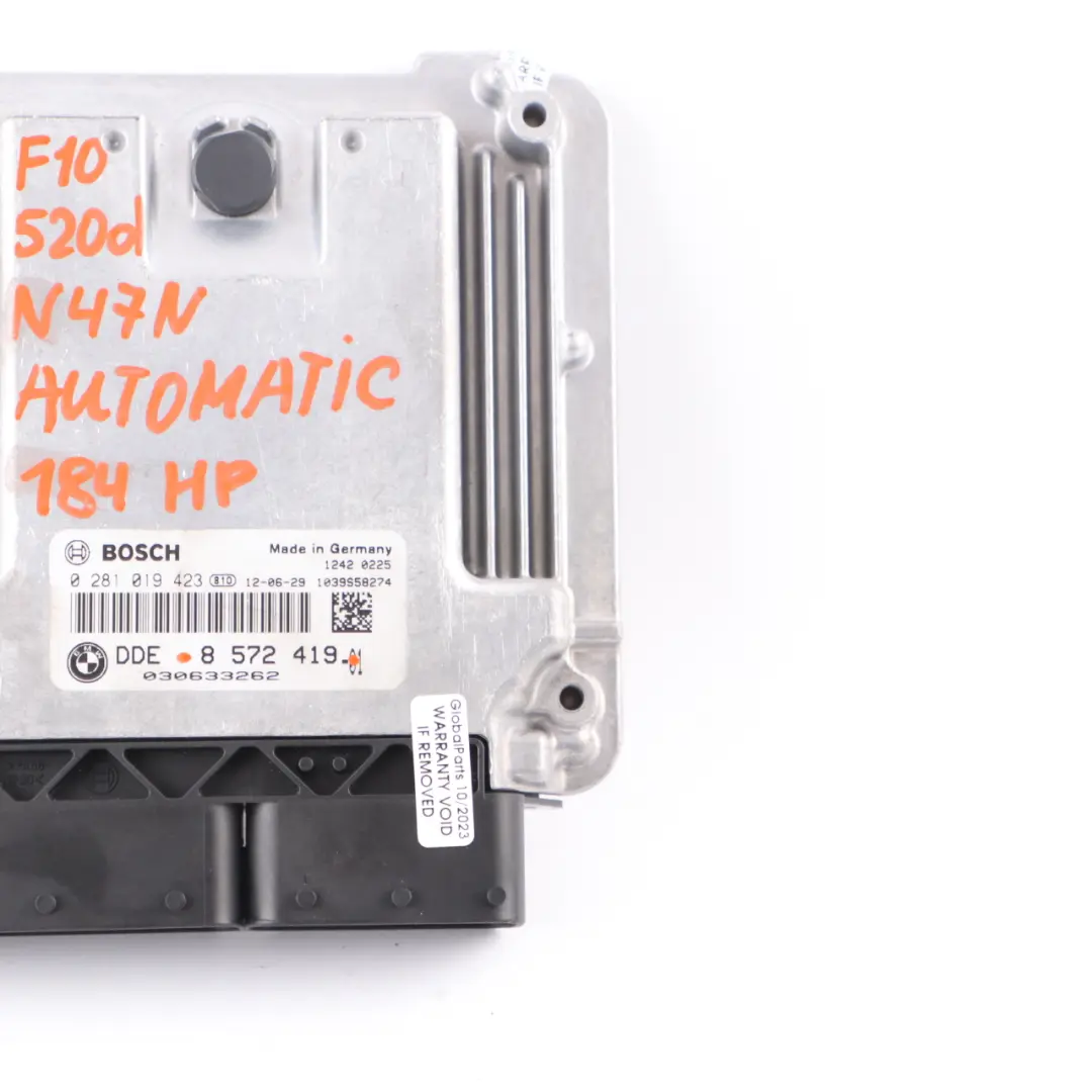 N47N Engine Control Unit DDE Automatic to BMW F10 F20 F30 120d 320d 520d with Part number 8572419 BMW F10 F20 F30 120d 320d 520d N47N Engine Control Unit DDE Automatic - SKU 8572419-1 - Part number 8572419