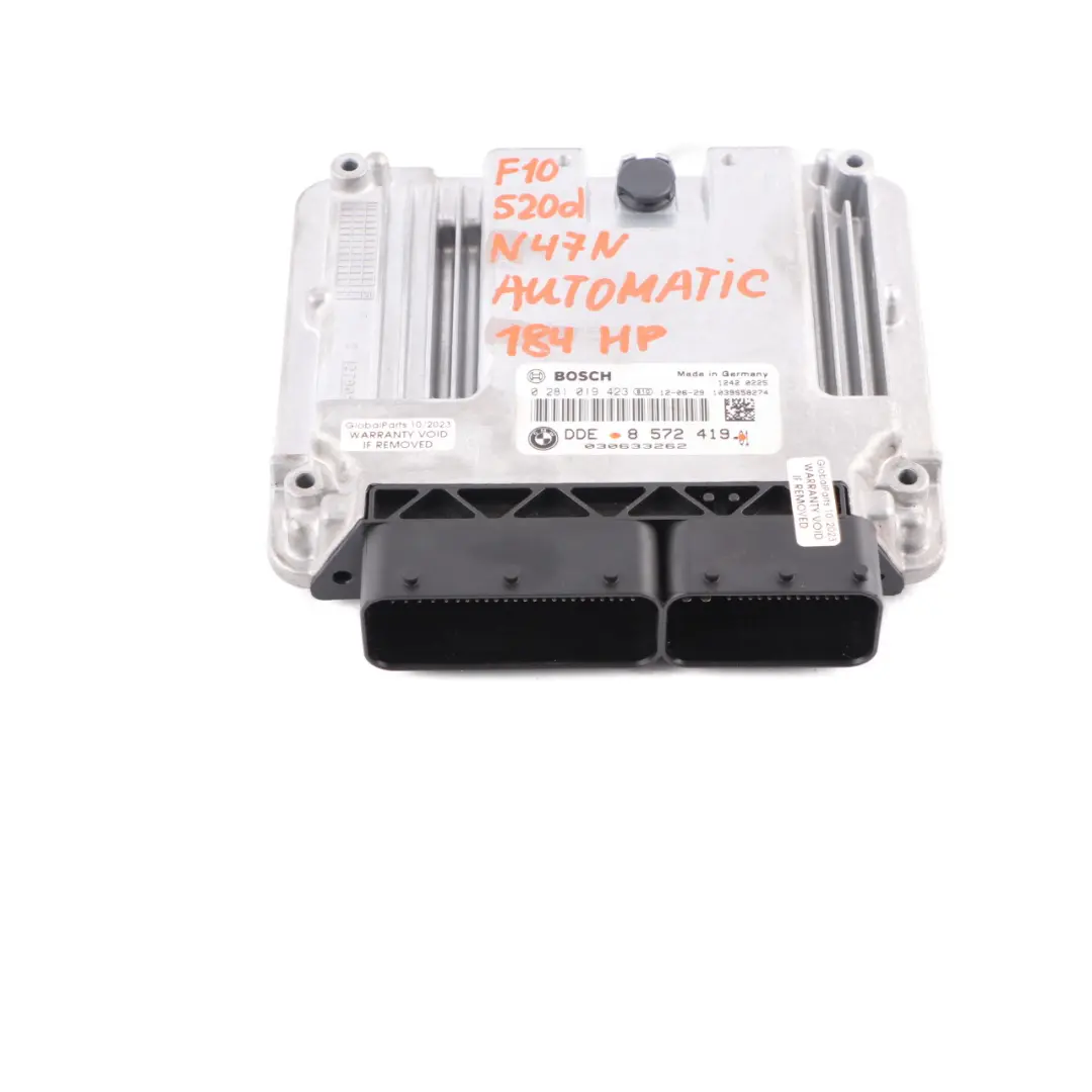 BMW F10 F20 F30 120d 320d 520d N47N Engine Control Unit DDE Automatic - SKU 8572419-1 - Part number 8572419