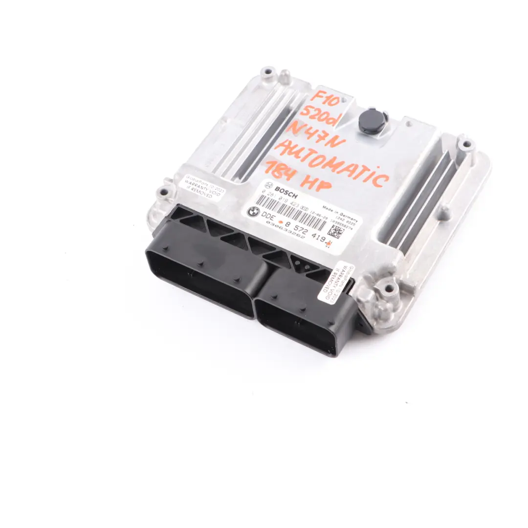 N47N Engine Control Unit DDE Automatic to BMW F10 F20 F30 120d 320d 520d with Part number 8572419 BMW F10 F20 F30 120d 320d 520d N47N Engine Control Unit DDE Automatic - SKU 8572419-1 - Part number 8572419