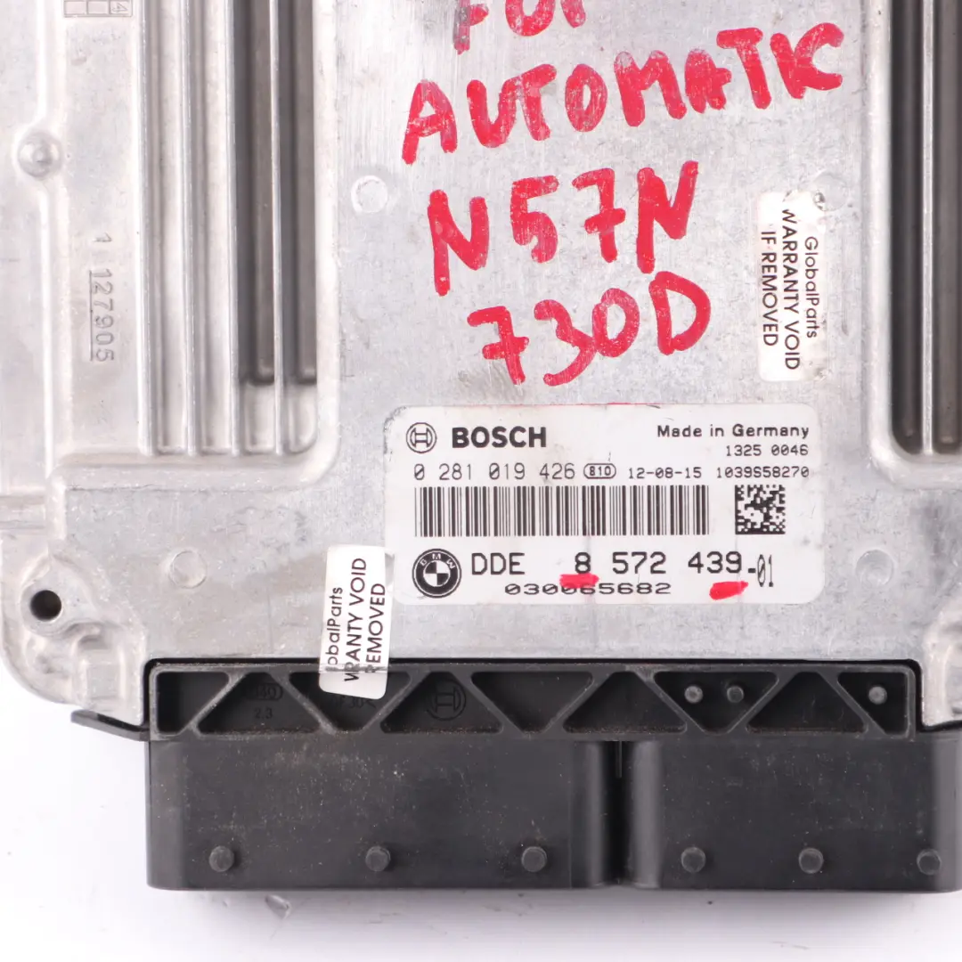 N57N Engine Control Unit ECU DDE Automatic to BMW F01 LCI F10 F30 Diesel with Part number 8572439 BMW F01 LCI F10 F30 Diesel N57N Engine Control Unit ECU DDE Automatic - SKU 8572439 - Part number 8572439