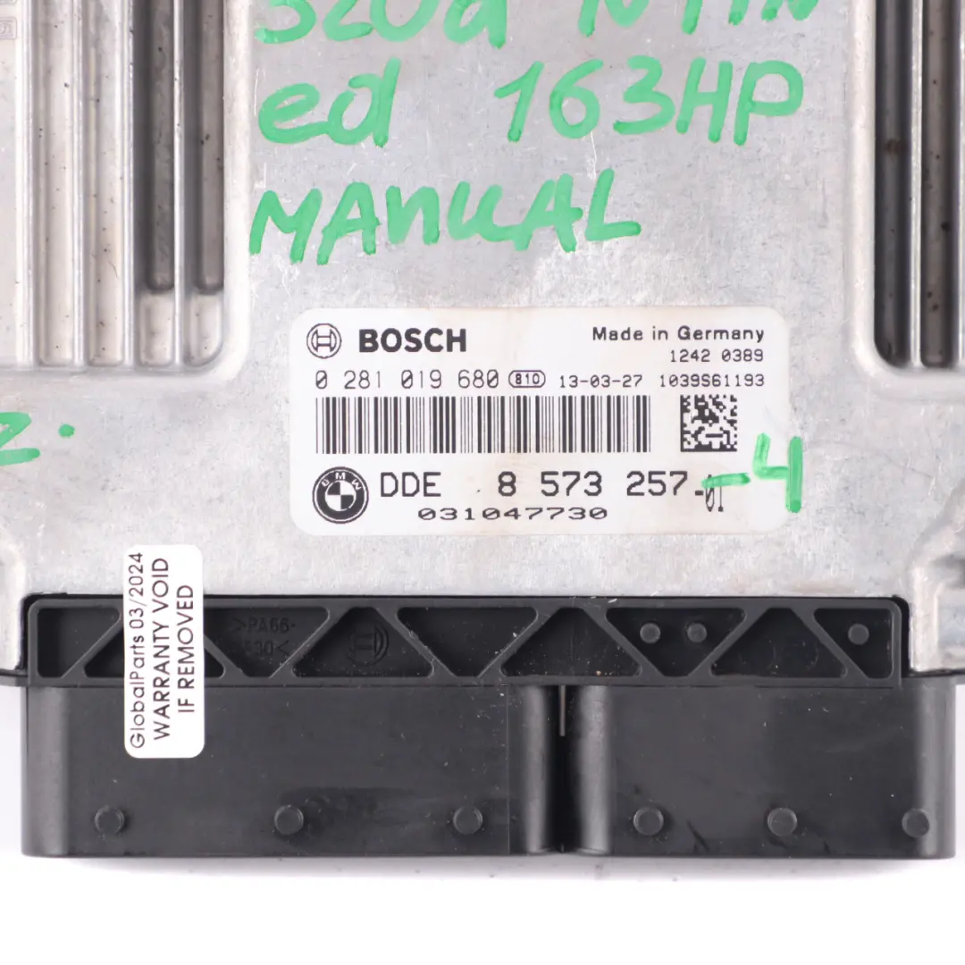 BMW F30 F31 320d ed Diesel N47N 163HP ECU Kit DDE + Key + FEM Manual - SKU 8573257-4 - Part number 8573257