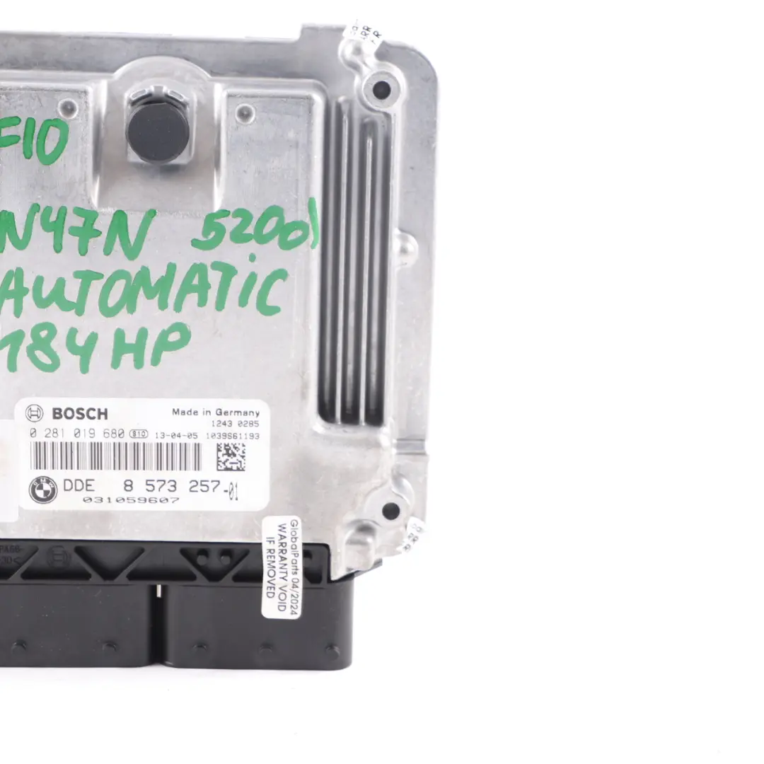 N47N 184HP Unidad Control Motor ECU Automático para BMW F10 F11 520d Diesel con número de pieza 8573257 BMW F10 F11 520d Diesel N47N 184HP Unidad Control Motor ECU Automático - SKU 8573257-6 - Número de pieza 8573257