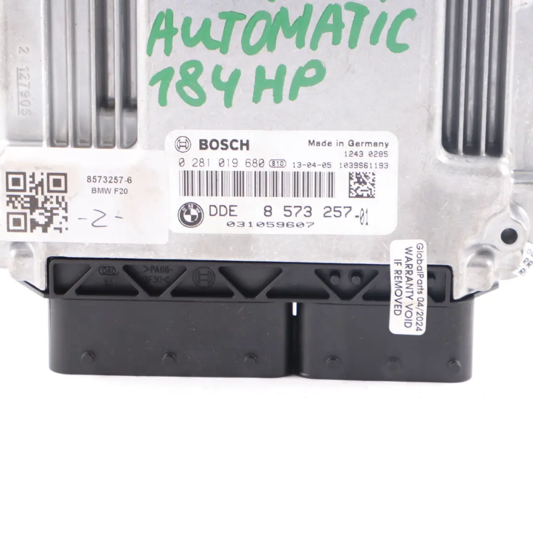 BMW F10 F11 520d Diesel N47N 184HP Motorsteuergerät ECU DDE Automatik - SKU 8573257-6 - Teilenummer 8573257