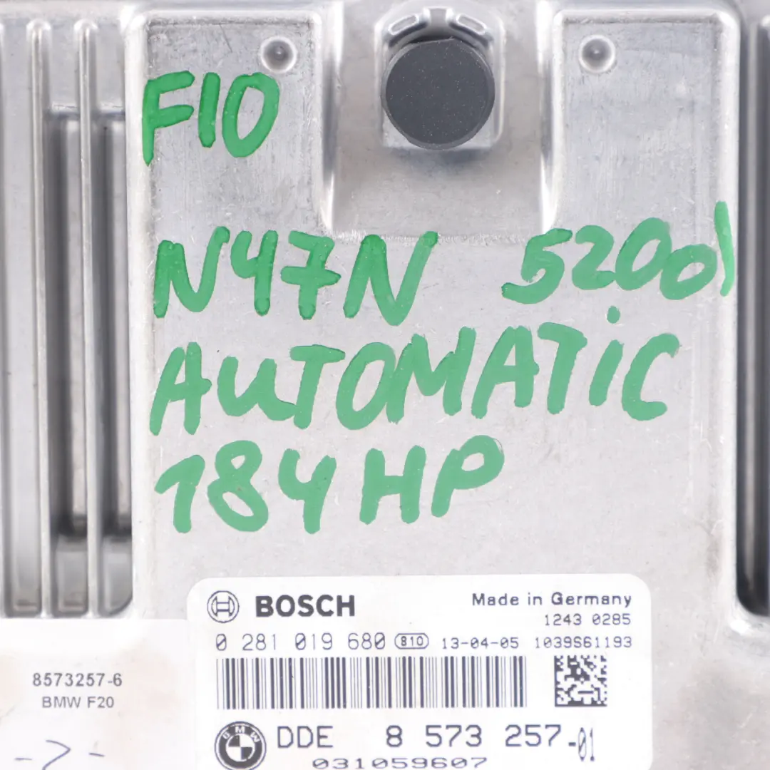 N47N 184HP Unidad Control Motor ECU Automático para BMW F10 F11 520d Diesel con número de pieza 8573257 BMW F10 F11 520d Diesel N47N 184HP Unidad Control Motor ECU Automático - SKU 8573257-6 - Número de pieza 8573257