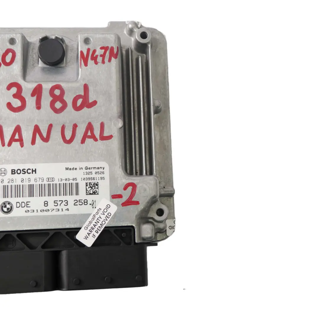 BMW F20 F30 F31 118d 318d N47N 143HP Engine Control Unit ECU DDE Manual - SKU 8573258-2 - Part number 8573258