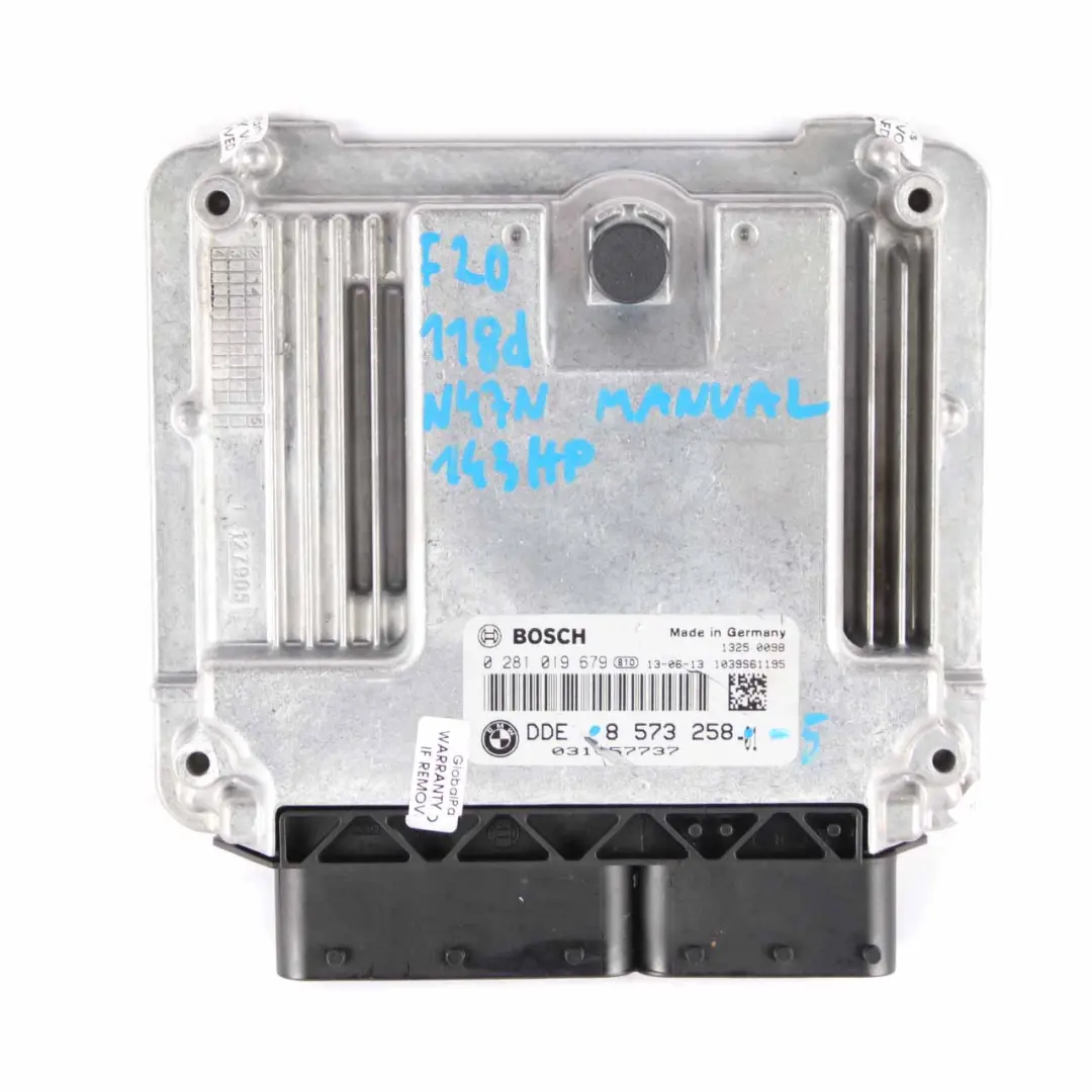 BMW F20 F21 F30 118d 318d N47N 143HP ECU Kit DDE + Key + FEM Manual - SKU 8573258-5 - Part number 8573258