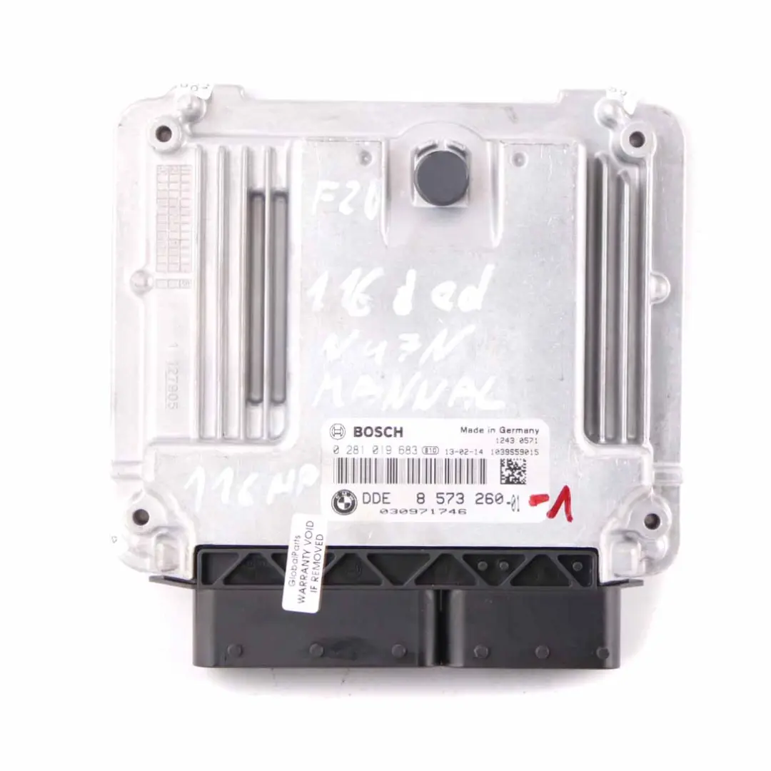 N47N 116HP Engine Control ECU DDE Manual to BMW F20 F21 116d ed Diesel with Part number 8573260 BMW F20 F21 116d ed Diesel N47N 116HP Engine Control ECU DDE Manual - SKU 8573260-1 - Part number 8573260