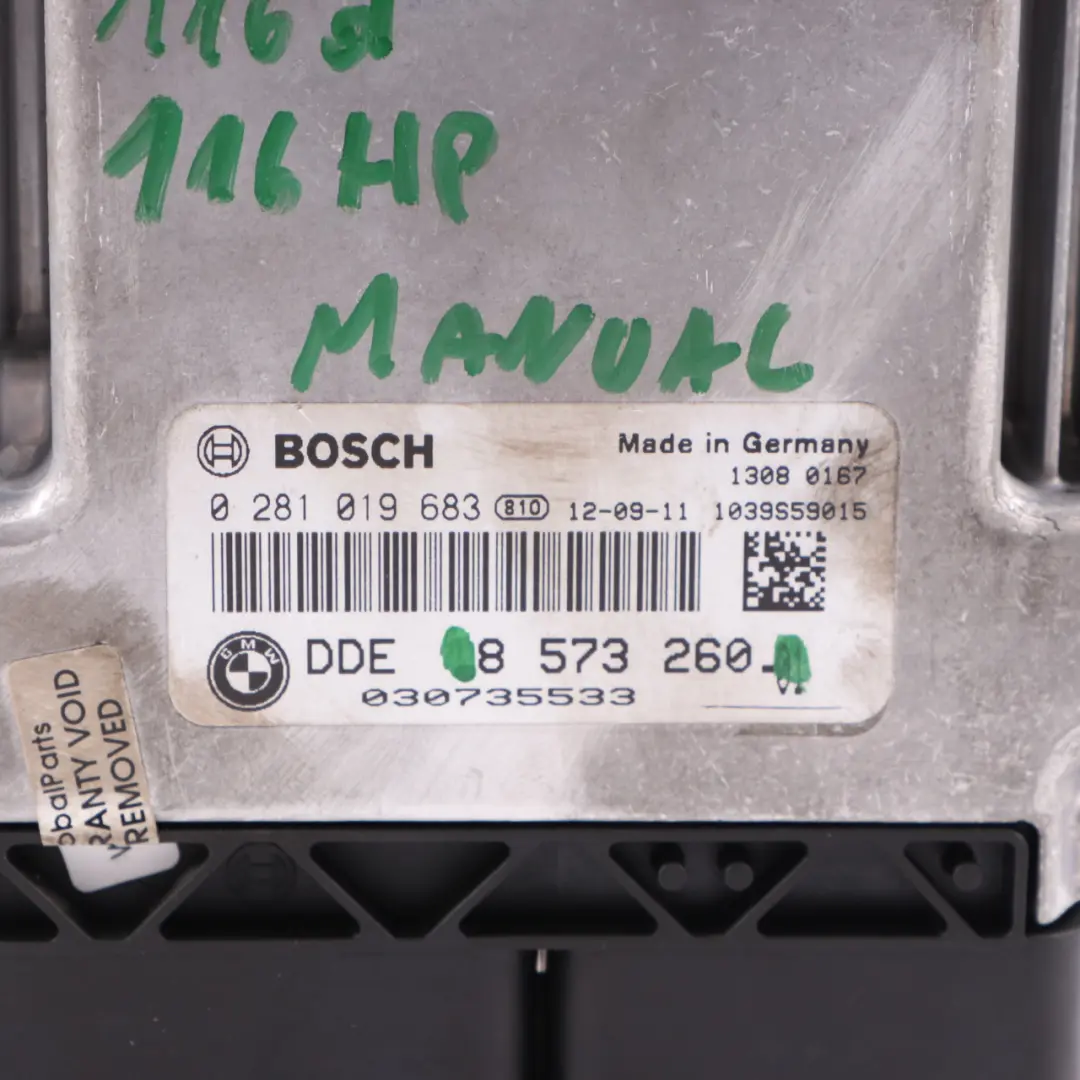 BMW F20 F21 116d Diesel N47N 116HP ECU Kit DDE + Keys + FEM Manual - SKU 8573260-10 - Part number 8573260