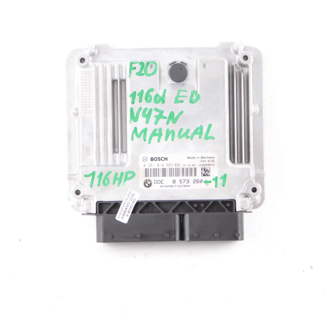 BMW F20 F21 116d ed N47N 116HP Kit ECU DDE + Llave + FEM Manual - SKU 8573260-11 - Número de pieza 8573260