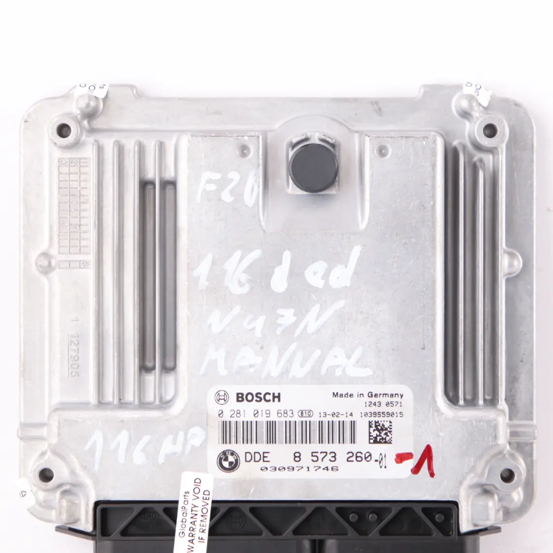 N47N 116HP Contrôle du moteur ECU DDE Manual pour BMW F20 F21 116d ed Diesel à propos du numéro de pièce 8573260 BMW F20 F21 116d ed Diesel N47N 116HP Contrôle du moteur ECU DDE Manual - SKU 8573260-1 - Numéro de pièce 8573260