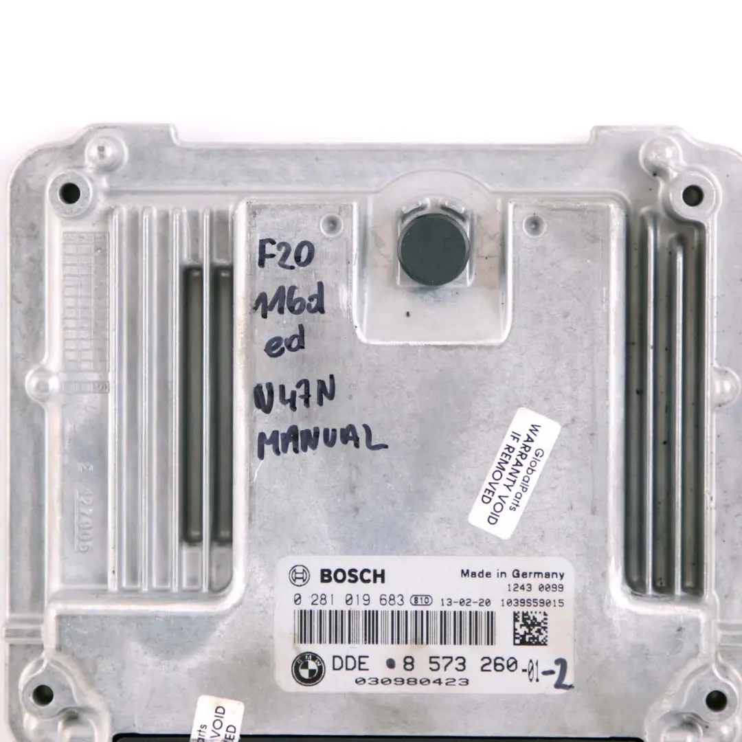 BMW F20 F21 116d ed Diesel N47N 116HP Engine Control Unit DDE Manual - SKU 8573260-2 - Part number 8573260