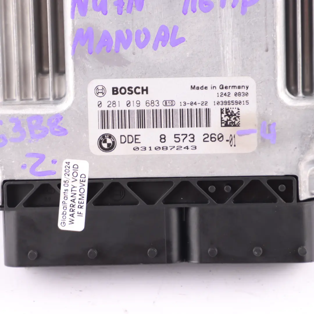  ECU Kit BMW F20 F21 116d ed Diesel N47N 116HP DDE Key FEM Lock Manual - SKU 8573260-4 - Part number 8573260