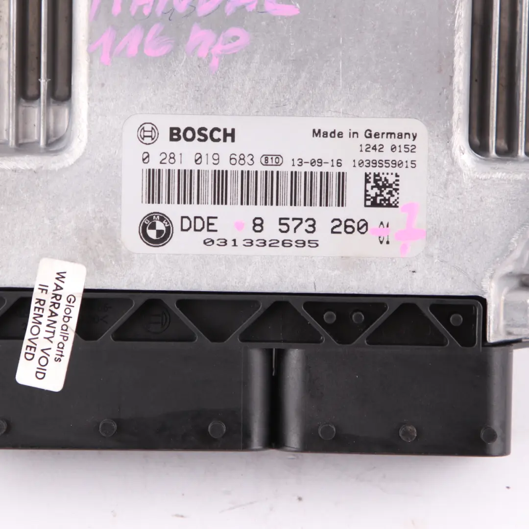 BMW F20 F21 116d ed Diesel N47N 116HP ECU Kit DDE Key FEM Lock Manual - SKU 8573260-7 - Part number 8573260