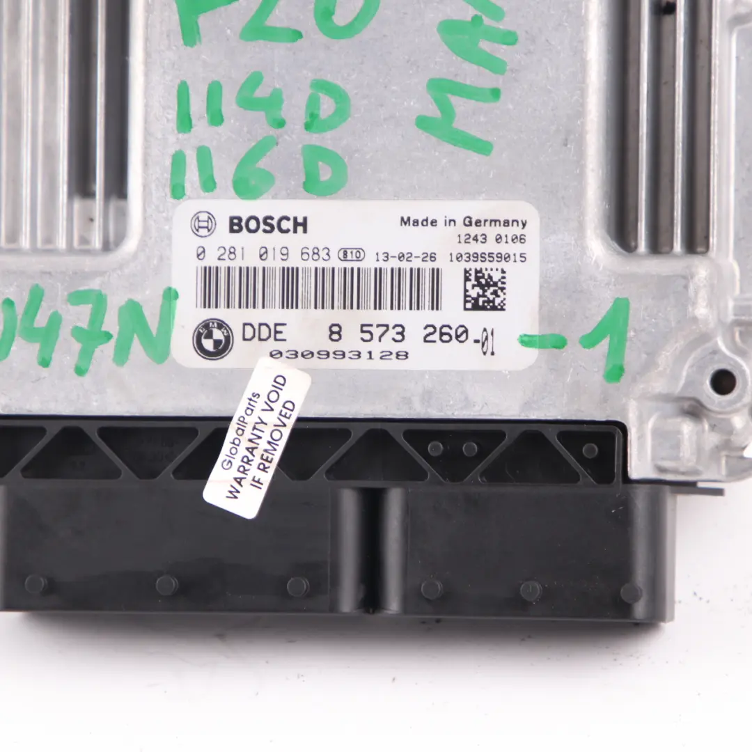BMW F20 F21 114d 116d Diesel N47N Engine Control Unit DDE Manual - SKU 8573260 - Part number 8573260
