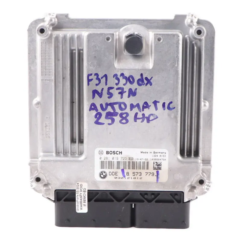 258HP N57N Engine Control Unit ECU DDE Automatic to BMW F10 530d F30 330d with Part number 8573779 BMW F10 530d F30 330d 258HP N57N Engine Control Unit ECU DDE Automatic - SKU 8573779 - Part number 8573779