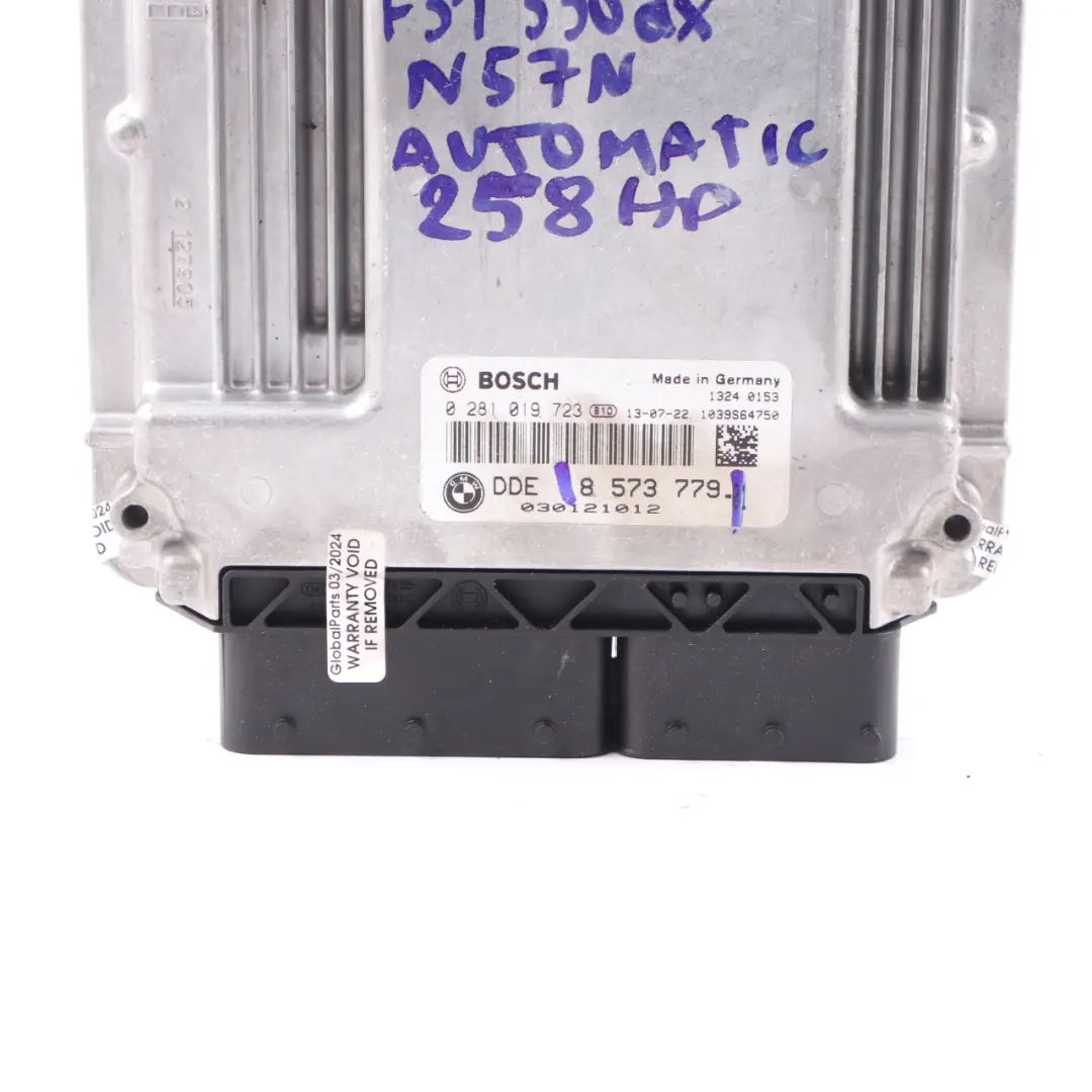 BMW F10 530d F30 330d 258HP N57N Engine Control Unit ECU DDE Automatic - SKU 8573779 - Part number 8573779