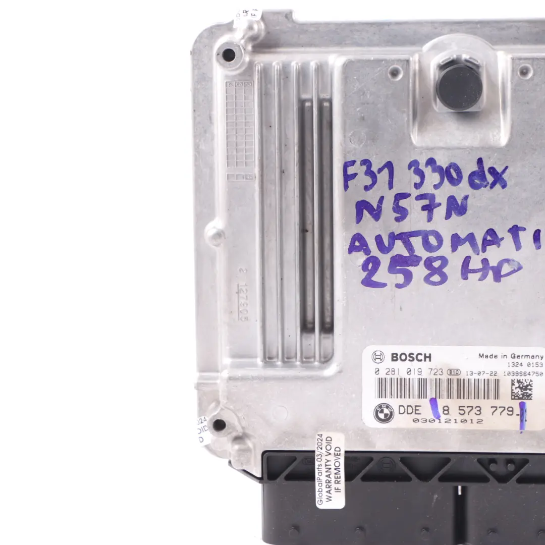 BMW F10 530d F30 330d 258HP N57N Engine Control Unit ECU DDE Automatic - SKU 8573779 - Part number 8573779