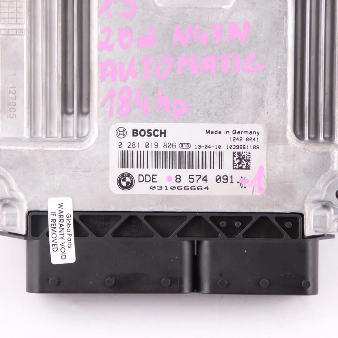 BMW X3 F25 20d N47N 184HP ECU Kit Control Unit DDE CAS4 Key Automatic - SKU 8574091-1 - Part number 8574091