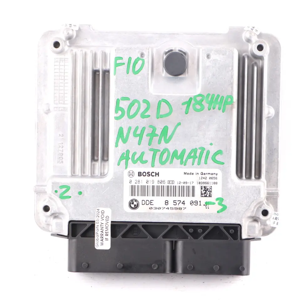BMW F10 520d N47N 184HP ECU Kit Control Unit DDE CAS4 + Key - SKU 8574091-3 - Part number 8574091