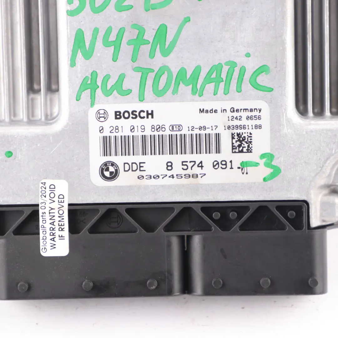 BMW F10 520D N47N 184HP ECU Kit Steuergerät DDE CAS4 + Schlüssel - SKU 8574091-3 - Teilenummer 8574091