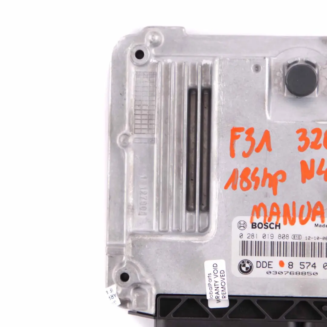 184HP Unidad de Control del Motor N47N DDE Manual para BMW F20 F30 120d 320d con número de pieza 8574093 BMW F20 F30 120d 320d 184HP Unidad de Control del Motor N47N DDE Manual - SKU 8574093-1 - Número de pieza 8574093