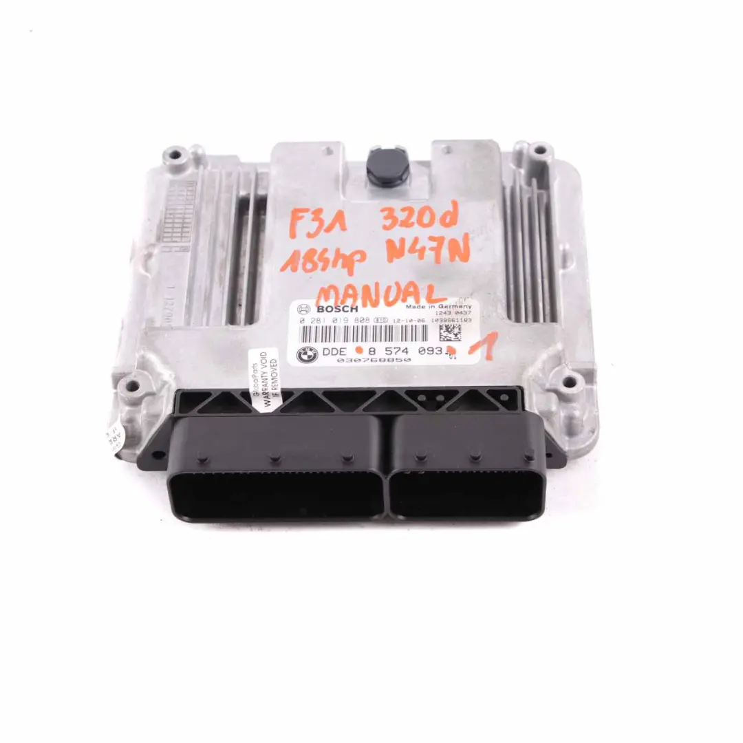 BMW F20 F30 120d 320d 184HP Engine Control Unit N47N ECU DDE Manual - SKU 8574093-1 - Part number 8574093