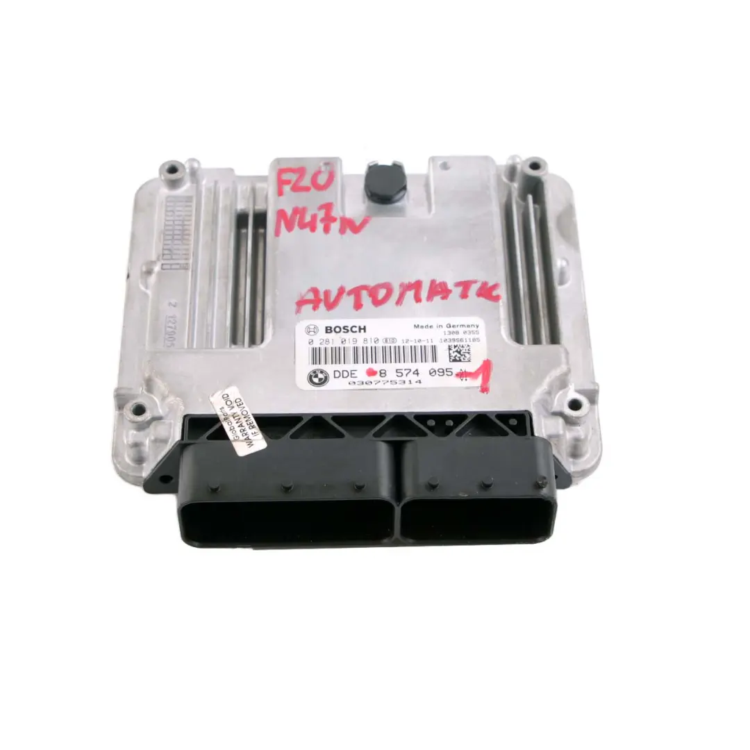N47N 116HP Engine ECU DDE Automatic to BMW F20 F21 F30 F31 116d 316d Diesel with Part number 8574095 BMW F20 F21 F30 F31 116d 316d Diesel N47N 116HP Engine ECU DDE Automatic - SKU 8574095-1 - Part number 8574095