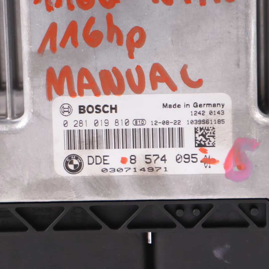 BMW F20 F21 F30 116d 316d Diesel N47N Engine ECU DDE Key FEM Manual - SKU 8574095-5 - Part number 8574095