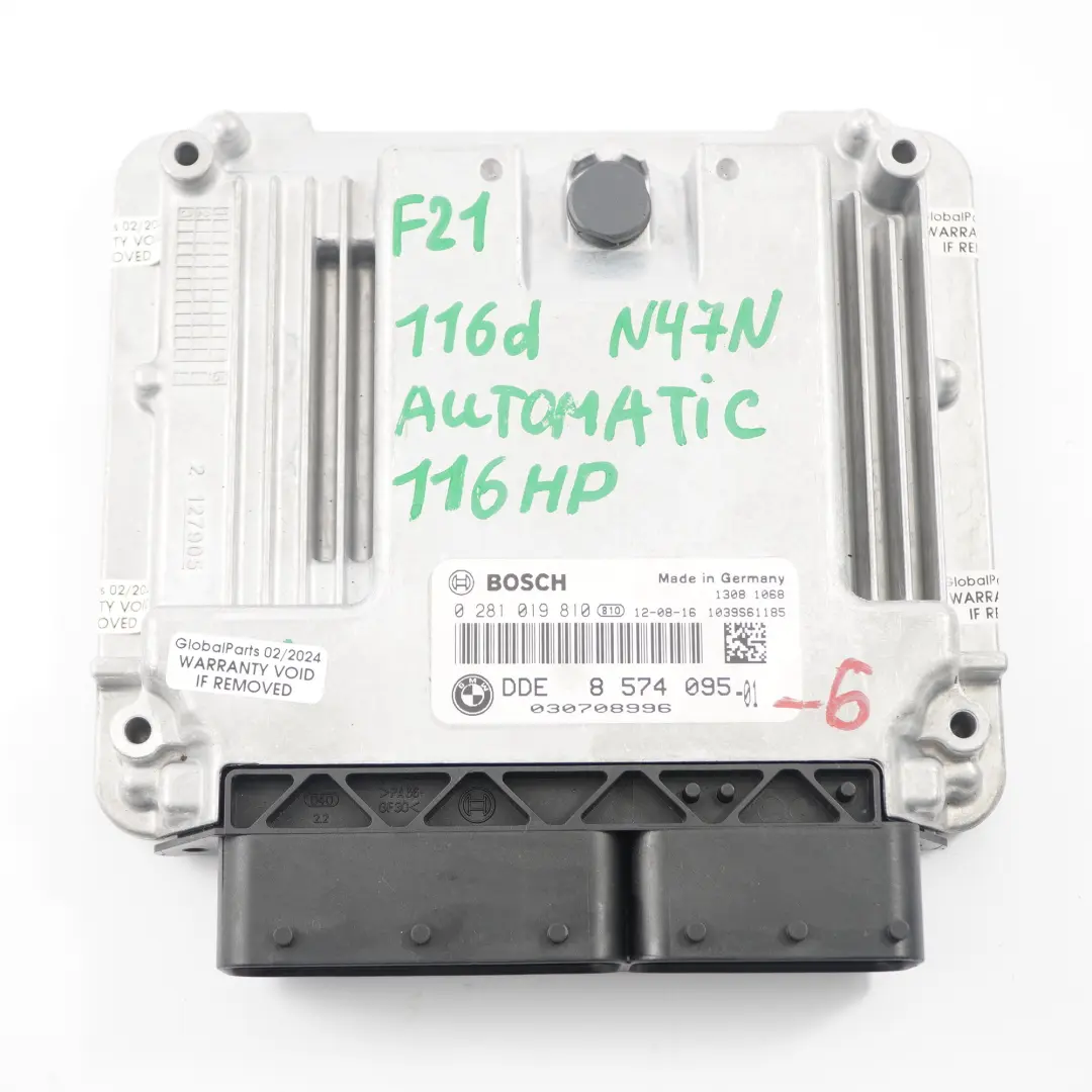 N47N 116HP Engine ECU Kit DDE Key FEM Automatic to BMW F20 F30 116d 316d with Part number 8574095 BMW F20 F30 116d 316d N47N 116HP Engine ECU Kit DDE Key FEM Automatic - SKU 8574095-6 - Part number 8574095