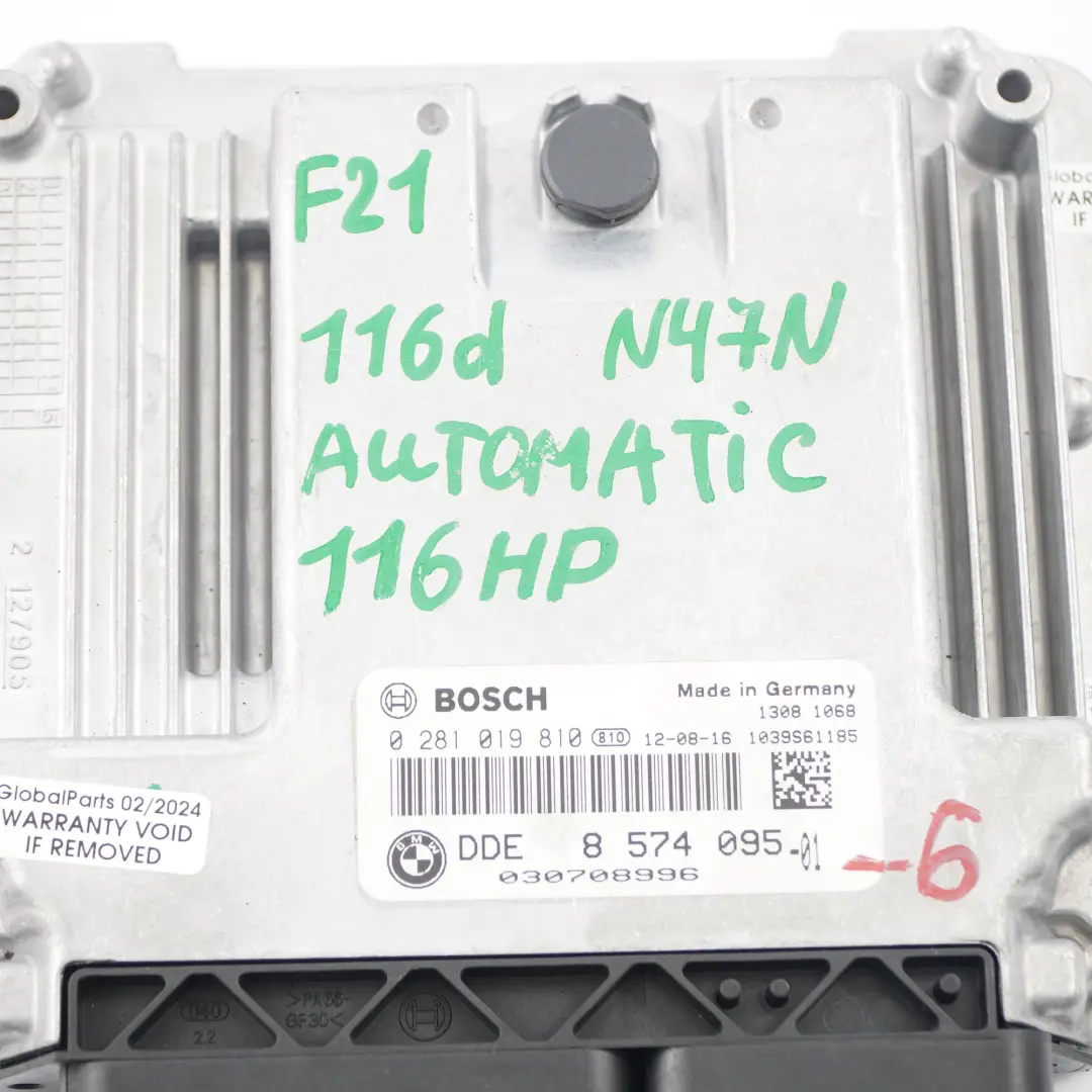 N47N 116HP Kit ECU moteur DDE Key FEM Automatique pour BMW F20 F30 116d 316d à propos du numéro de pièce 8574095 BMW F20 F30 116d 316d N47N 116HP Kit ECU moteur DDE Key FEM Automatique - SKU 8574095-6 - Numéro de pièce 8574095