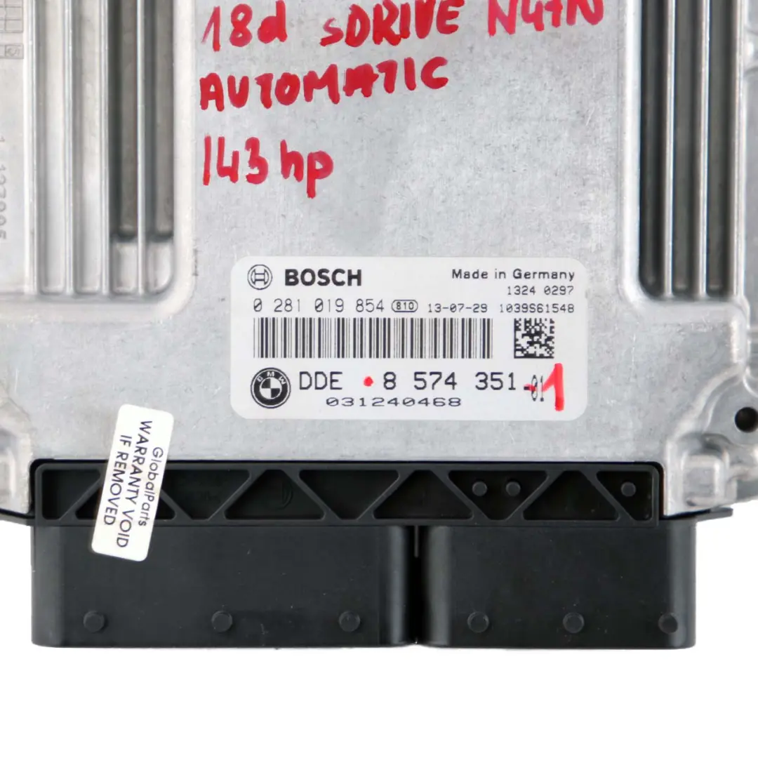 N47N Engine Unit ECU Kit DDE + CAS3 + Key Manual to BMW X1 E84 18d Diesel with Part number 8574351 BMW X1 E84 18d Diesel N47N Engine Unit ECU Kit DDE + CAS3 + Key Manual - SKU 8574351-1 - Part number 8574351