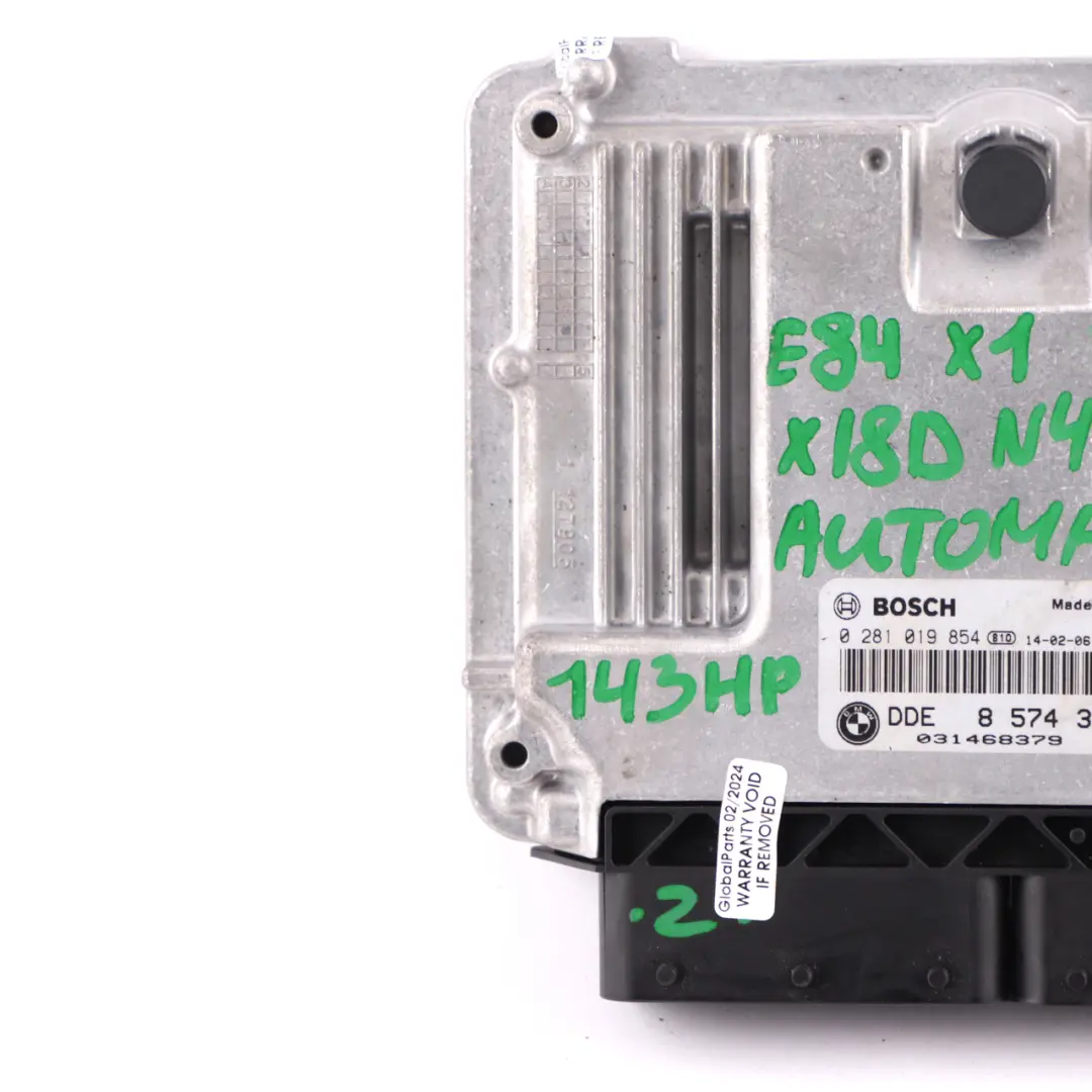 BMW X1 E84 18d 18dX Diesel N47N 143HP Unité moteur ECU DDE Automatic - SKU 8574351-3 - Numéro de pièce 8574351