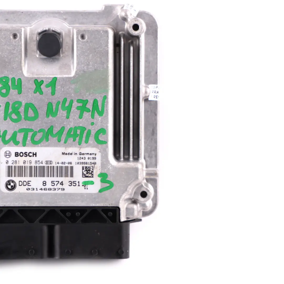 BMW X1 E84 18d 18dX Diesel N47N 143HP Unité moteur ECU DDE Automatic - SKU 8574351-3 - Numéro de pièce 8574351