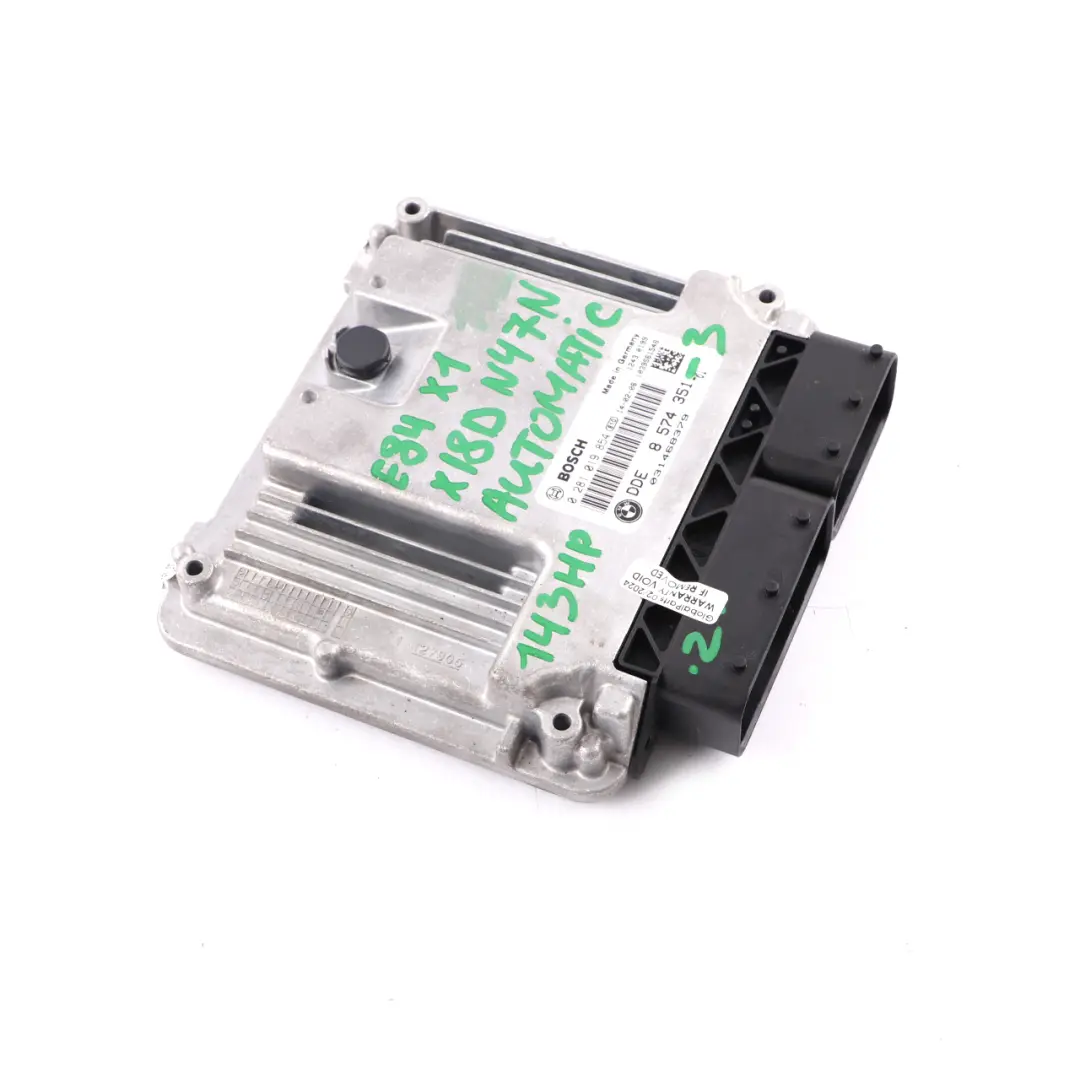 BMW X1 E84 18d 18dX Diesel N47N 143HP Engine Unit ECU DDE Automatic - SKU 8574351-3 - Part number 8574351