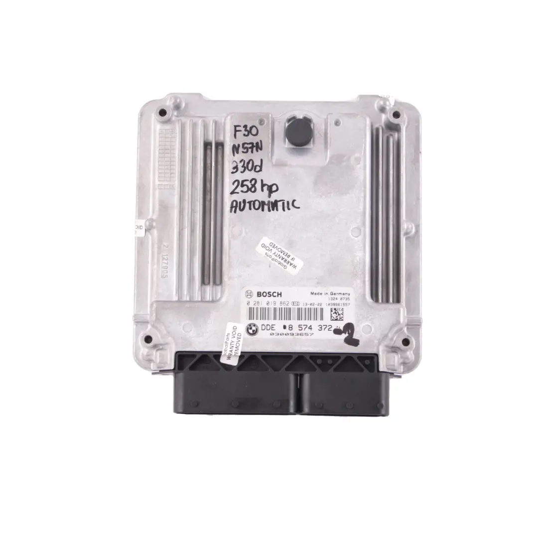 N57N Unité Contrôle Moteur ECU Automatic pour BMW F30 F32 330d 430d Diesel à propos du numéro de pièce 8574372 BMW F30 F32 330d 430d Diesel N57N Unité Contrôle Moteur ECU Automatic - SKU 8574372 - Numéro de pièce 8574372